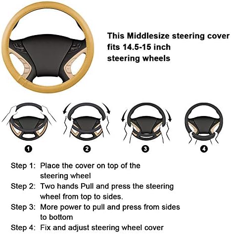 Haokay Heavy Duty Pure Cowhide Steering Wheel Cover, Genuine Leather Steering - Image 4