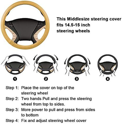 Haokay Heavy Duty Pure Cowhide Steering Wheel Cover - Image 4