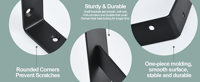 16 Pack L6 x H 4" Black Heavy Duty Shelf Brackets - Image 8