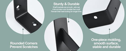 16 Pack L6 x H 4" Black Heavy Duty Shelf Brackets - Image 8