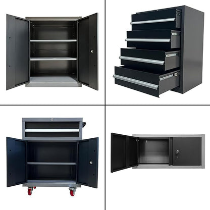 JZD Garage Storage Cabinet System, Lockable Tool Workbench Set - Image 5
