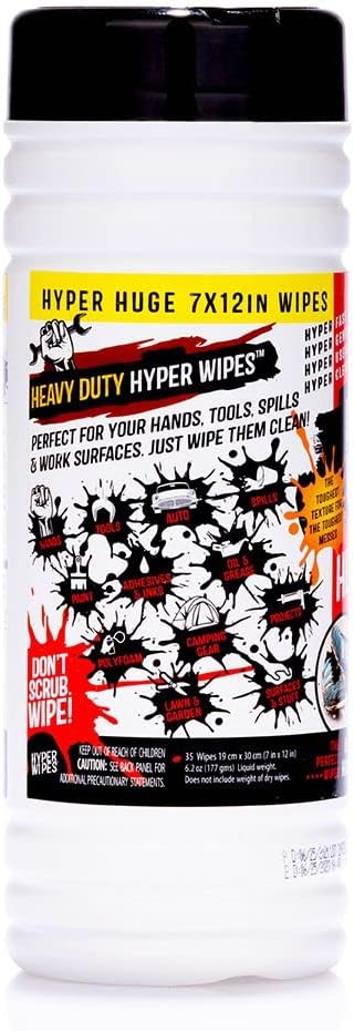 Hyper Wipes, 1 Pack Heavy Duty Hand & Tool Cleaning Wipes, Degreasing, All - Image 3