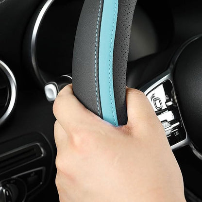 Car Steering Wheel Cover, Leather Steering Wheel Cover Blue Universal 14.5-15 - Image 3