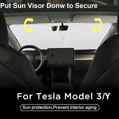 Gven Windshield Sun Shade for Tesla Model Y/3 Accessories 2025 Car Front Window - Image 6