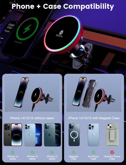 MOKPR for Magsafe Car Mount Charger-15W Wireless Car Charger-Magnetic Car Phone - Image 3