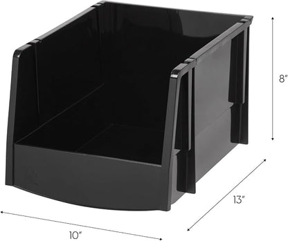 IRIS USA Stackable Storage Bins Open Front, 6 Pack, Plastic Hanging Organizer - Image 4