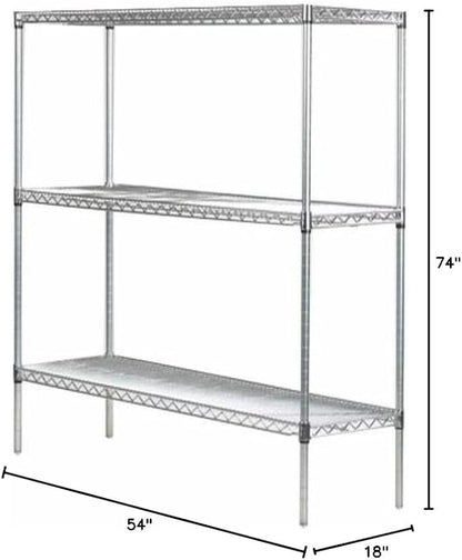 Omega 18" Deep x 54" Wide x 74" High 3 Tier Gray Starter Shelving Unit - Image 3