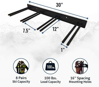 StoreYourBoard Ski Storage Rack, Indoor Wall Mount Garage Organizer, Solid Steel - Image 2