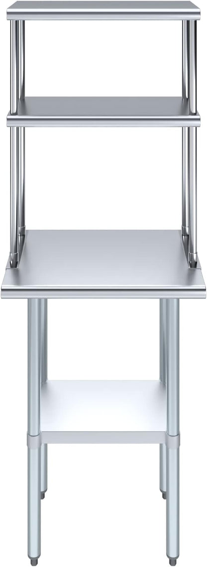 AmGood Stainless Steel Work Table Double Tier Overshelf | - Image 2