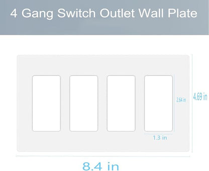 4-Gang Screwless Decora Wall Plate Cover Switch Outlet Electrical Faceplate - Image 2