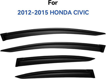 Window Visors Rain Guards for 2012 2013 2014 2015 Honda Civic, Out-Channel - Image 2