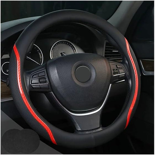 Steering Wheel Cover Black Red, Carbon Fiber Car Steering Wheel Covers by Muamos