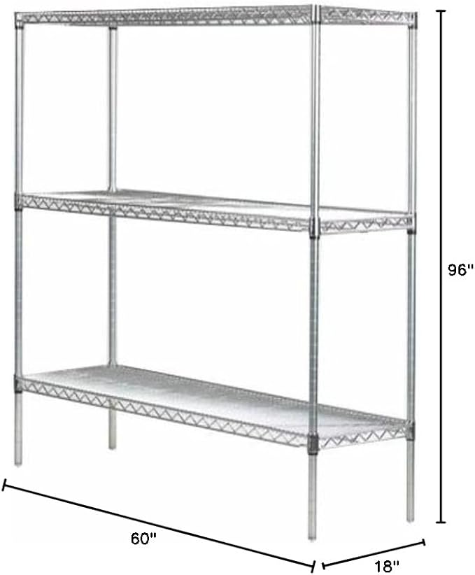 Omega 18" Deep x 60" Wide x 96" High 3 Tier Chrome Starter Shelving Unit - Image 2