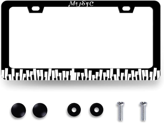 Piano Music License Plate Frame Music Notes License Plate Holder Stainless by RNKATIH