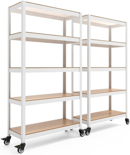 HOMEDANT House White 5-Tier Metal Rolling Cart Shelf Rack Casters Heavy Duty by TheBestOrganizingSolution