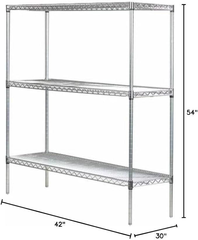 Omega 30" Deep x 42" Wide x 54" High 3 Tier Chrome Starter Shelving Unit - Image 2