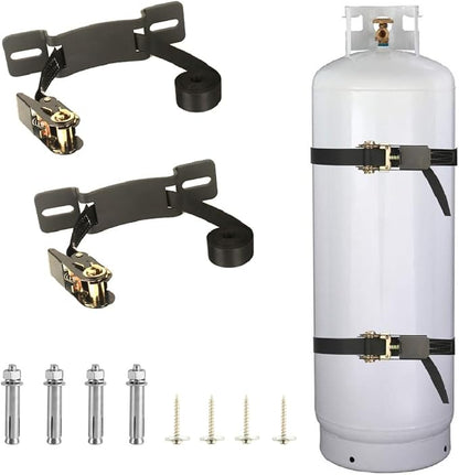 Propane Tank Holder ，Cylinder Wall Mounted Brackets, Ratchet Straps（6.6ft ） by MROUDELUO