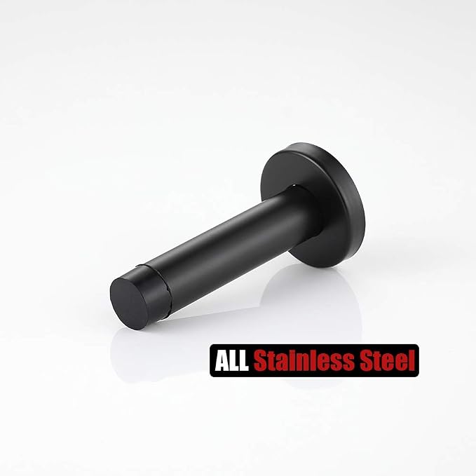 JQK Door Stopper Black, 304 Stainless Steel Thicken 1mm Sound Dampening Door - Image 9