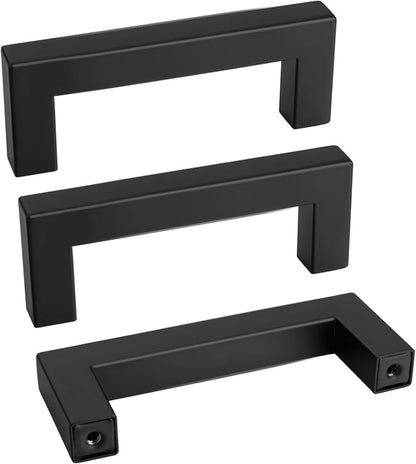 goldenwarm 3 Inch 60 Pack Matte Black Flat Square Bar Kitchen Hardware Closet by goldenwarm