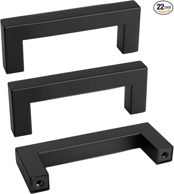 goldenwarm 22 Pack 3 INCH Black Square Bar Cabinet Pull Drawer Handle Stainless by goldenwarm