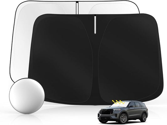 Windshield Sun Shade for Ford Explorer 2020-2025 Foldable Sunshade Custom Fit by SULAGIWINDSHIELDSUNSHADE