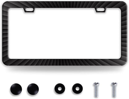 Black Geometric Shapes License Plate Frame Funny Radioactive Visual License by BRAGHRTED