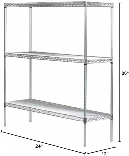 Omega 12" Deep x 24" Wide x 86" High 3 Tier Chrome Starter Shelving Unit - Image 2