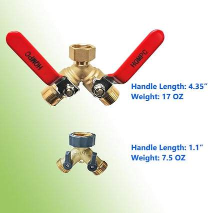 HQMPC Garden Hose Y Valve Hose Splitter Brass Hose Splitter - Image 4