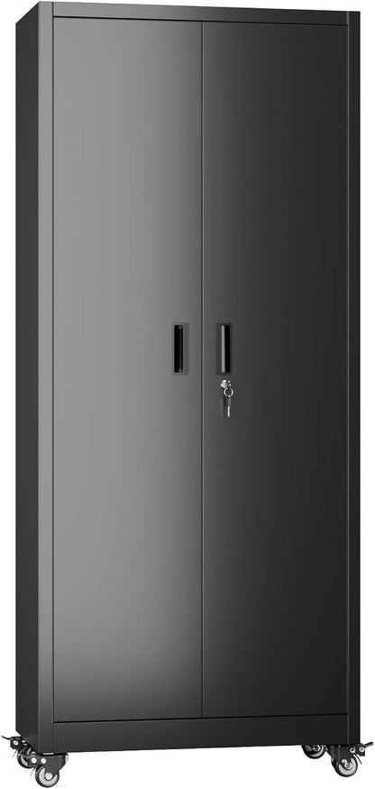 Garage Storage Cabinet with with Pegboard and Wheels, Tool Storage, Home Office - Image 8