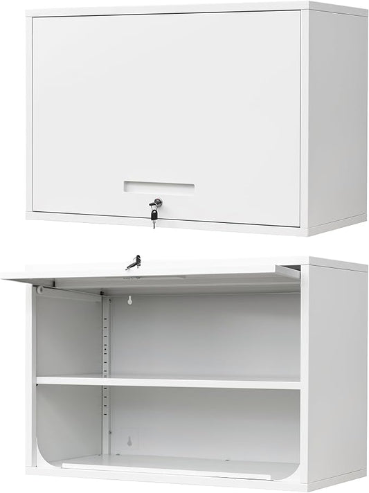 Metal Wall Cabinet with Locking Door and Shelf, Hanging Garage Cabinets with by Anxxsu