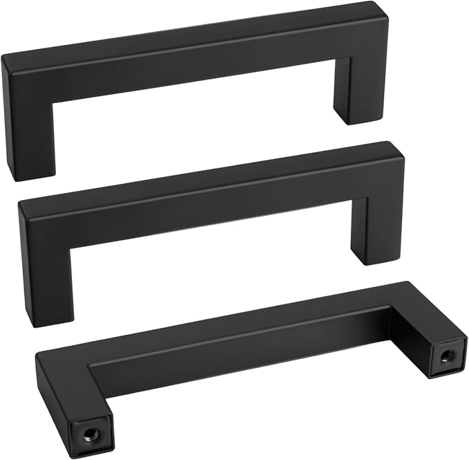 goldenwarm 100 Pack 3 3/4 Inch Black Cabinet Handles Matte Black Drawer Pulls by goldenwarm