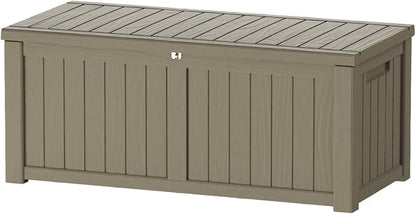 150 Gallon Lockable Resin Deck Box, Waterproof & UV-Resistant Outdoor Storage by Home