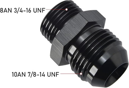 10AN Male Flare to 8AN ORB O-ring Boss Fuel Pump Rail Adapter Fitting Aluminum - Image 2