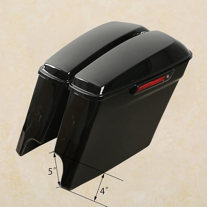 XFMT Vivid Black 5" Stretched Extended Saddlebags Hard Saddle Bags W/Black - Image 4