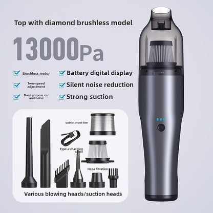 Wireless car-Mounted Vacuum Cleaner 13000PA Suction Handheld Vacuum USB - Image 2