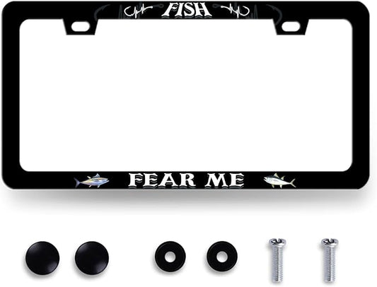 Fish License Plate Frame Fish Fear Me License Plate Holder by RNKATIH