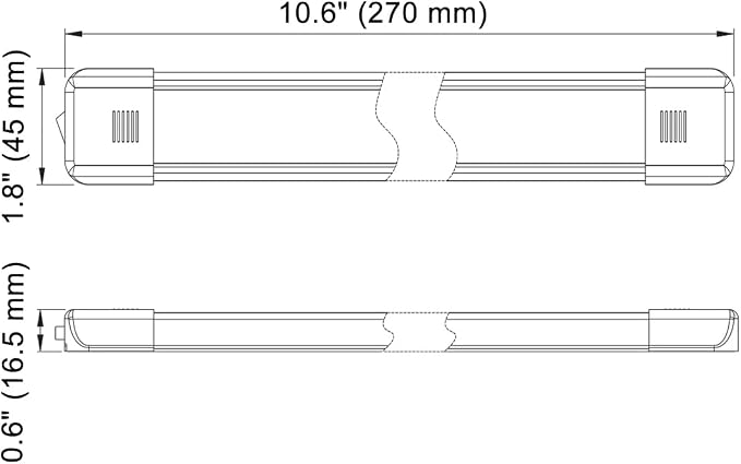LED Interior Utility Light Fixture 10.6" x 2.6", High Lumen-Output Low Current - Image 2
