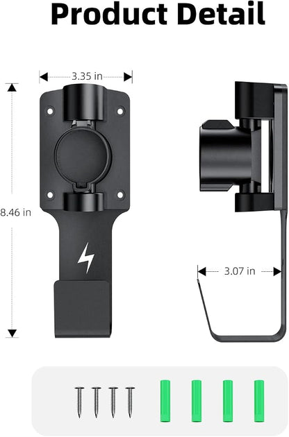 EV Charger Holder, with 180° Rotation Nozzle Dock, Metal J-Hook - Image 8