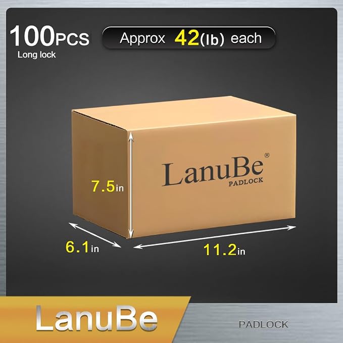 LanuBe Laminated Padlock 1-9/16inch Long Shackle 100 Pack Keyed Alike, Bulk - Image 5
