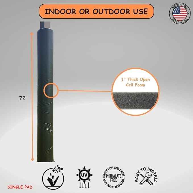 Safety Pole Pad, 4 FT Tall, 1” Thick Foam, Weatherproof, UV-Resistant, - Image 10