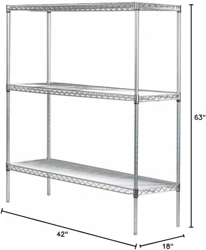 Omega 18" Deep x 42" Wide x 63" High 3 Tier Chrome Starter Shelving Unit - Image 2