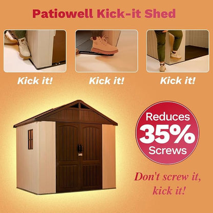 Patiowell 8 x 6 FT Plastic Outdoor Storage Shed - Image 4