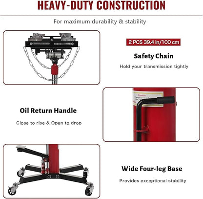 Transmission Jack 1322 LBS Hydraulic Telescoping 2-Stage Lift Jack Stand - Image 3
