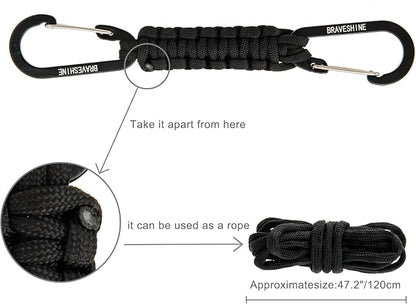 BRAVESHINE Paracord Keychain Carabiner Clip, D Ring Lanyard Hanger Stroller Hook - Image 2
