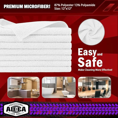 AIDEA Microfiber Cleaning Cloth White 20PK, Microfiber Towels - Image 6