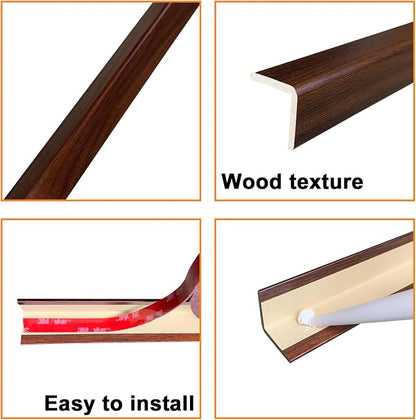 Wall Corner Protector 6PCS 45" Corner Molding Trim Walnut Wood Grain Corner - Image 6