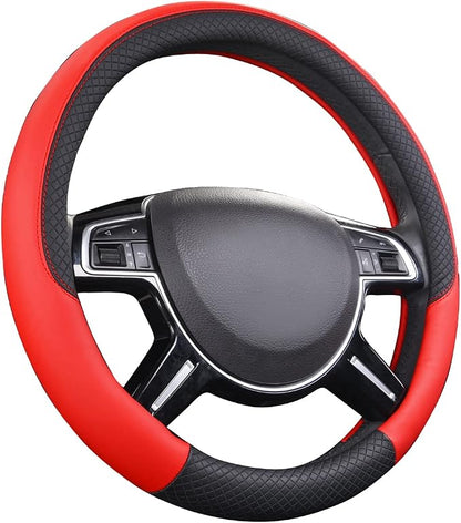 CAR PASS Rhombus Leather Universal Steering Wheel Cover, Fit - Image 5