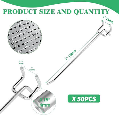 50Pcs 8"/20CM Pegboard Hooks Assortment Set, Metal Peg Board Hooks - Image 2