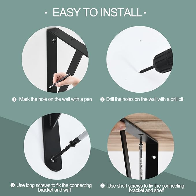 12 Pack L14 x H 10" Black Heavy Duty Shelf Brackets - Image 3