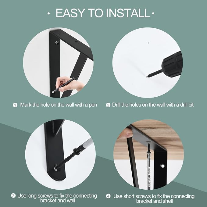 20 Pack L6 x H 4" Black Heavy Duty Shelf Brackets - Image 3